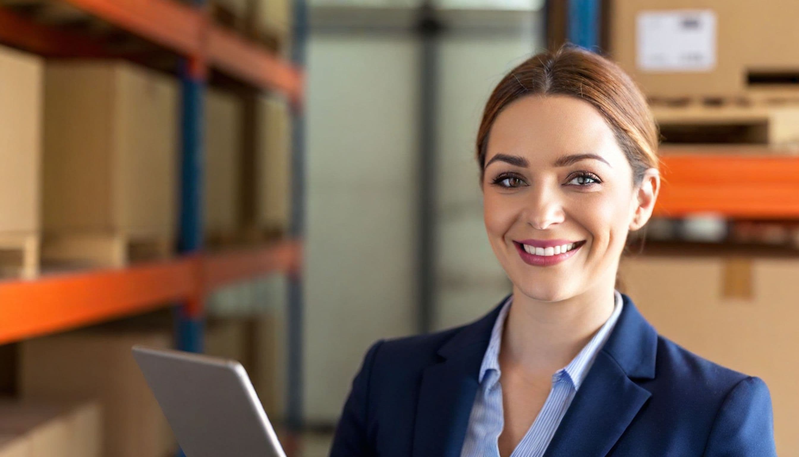 Business Woman in Warehouse